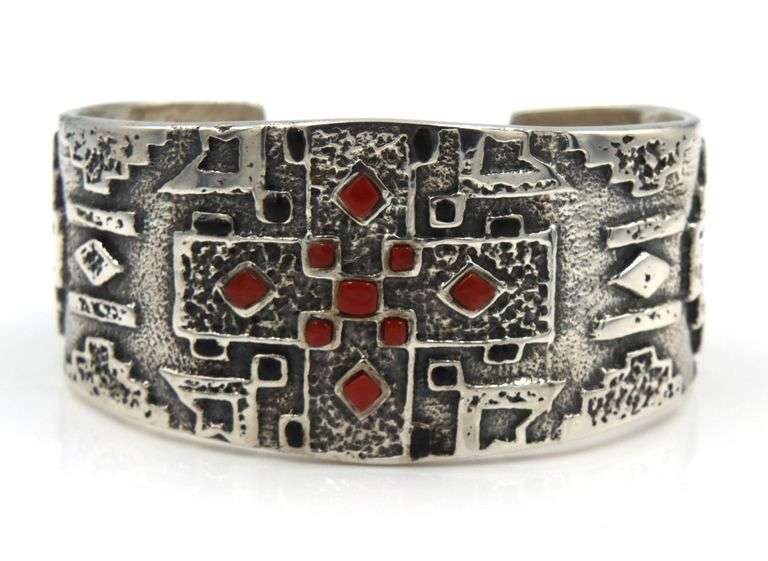 Marian Denipah signed cuff bangle in 925 sterling silver