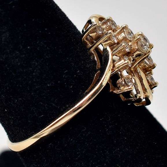 Sparkling 14K Yellow Gold Diamond Cluster Ring