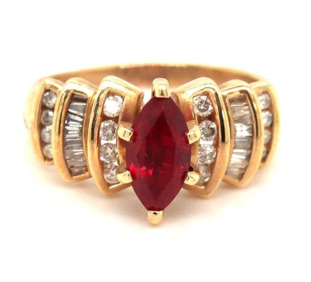 Lovely Estate 14K YG Ruby and Diamond Ring