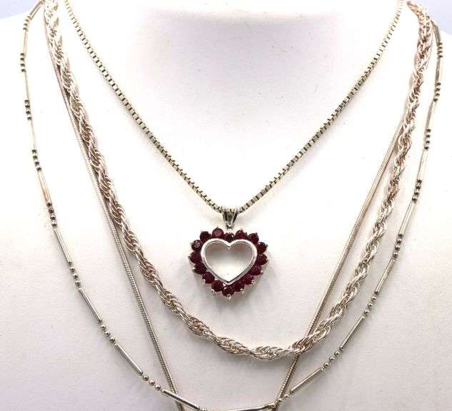 Group lot of 4 Vintage 925 sterling silver necklaces