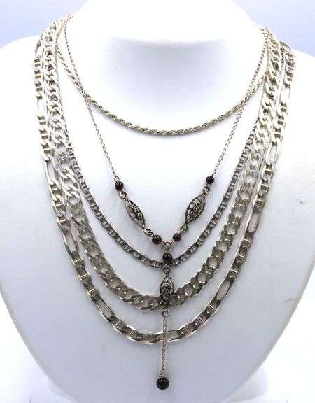 Group lot of 5 Vintage 925 sterling silver chains