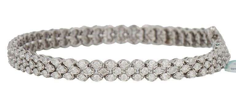 New 4.00ctw Round Diamond Triple Row Tennis Bracelet in 14K