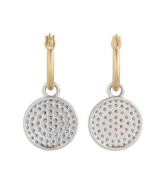 New 0.78ctw Pave Diamond Disc Drop Earrings in 14K