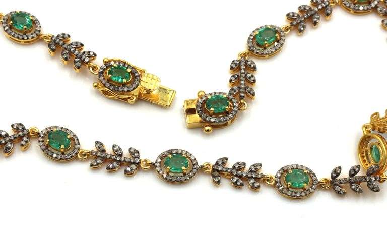Darling 22.20CTW Emerald-Cut Natural Emerald & 6.00CTW Diamond Necklace in 14K Gold Plated Sterling 