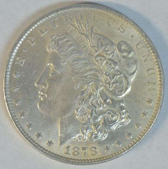 Choice BU 1878-P (Reverse of 1879) Morgan Silver Dollar. Light golden patina