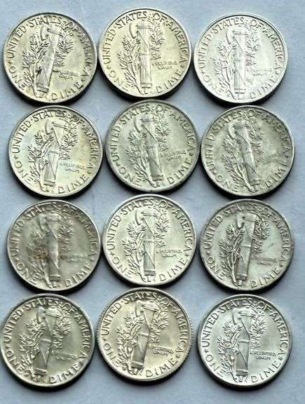 12 Slider or Uncirculated Raw Mercury Dimes