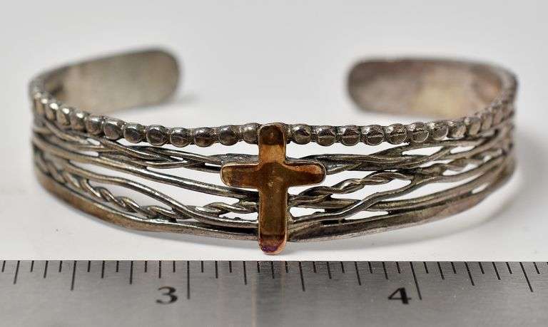 Ross Simons Sterling Silver Cross Cuff Bracelet and Ring Set