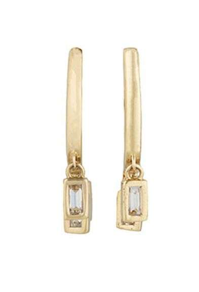 New 0.53ctw Baguette Diamond Bezel Set Shaker Drop Earrings in 14K