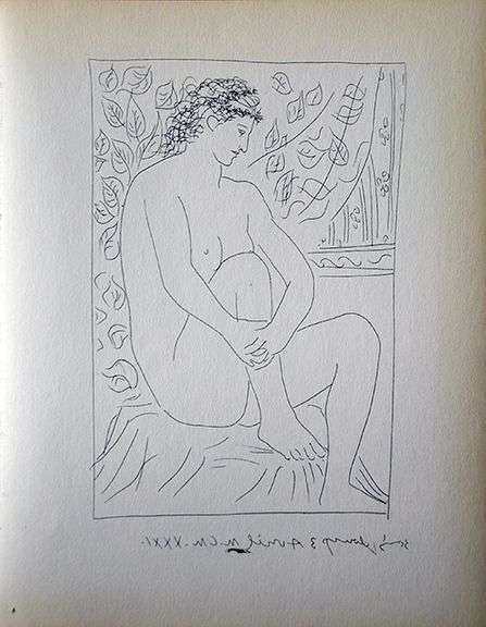 PABLO PICASSO, NUDE SEATED BEFORE A CURTAIN