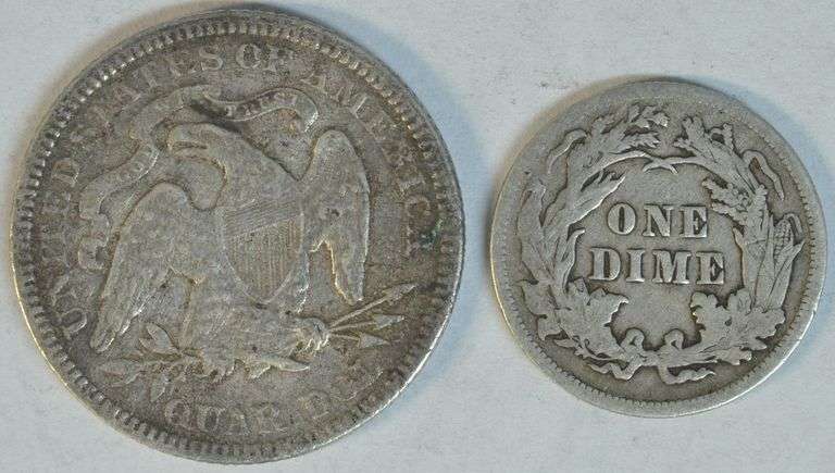Very sharp 1890 Seated Dime & 1878 Seated Quarter in XF