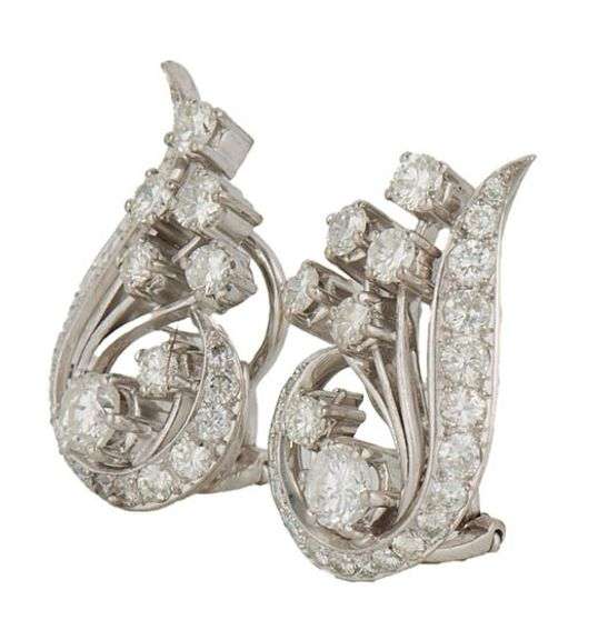 2.00ctw Round Diamond Swirl Flower Omega Back Earrings in 18K