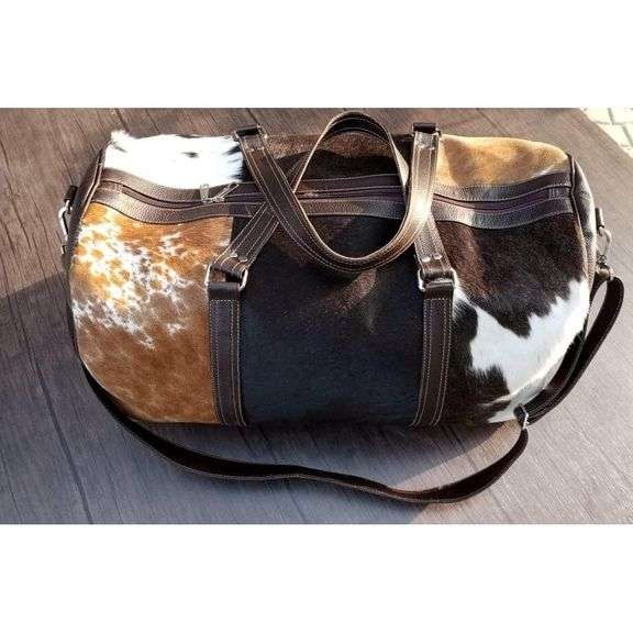 Extra Large Tricolor Cowhide Duffel Bag