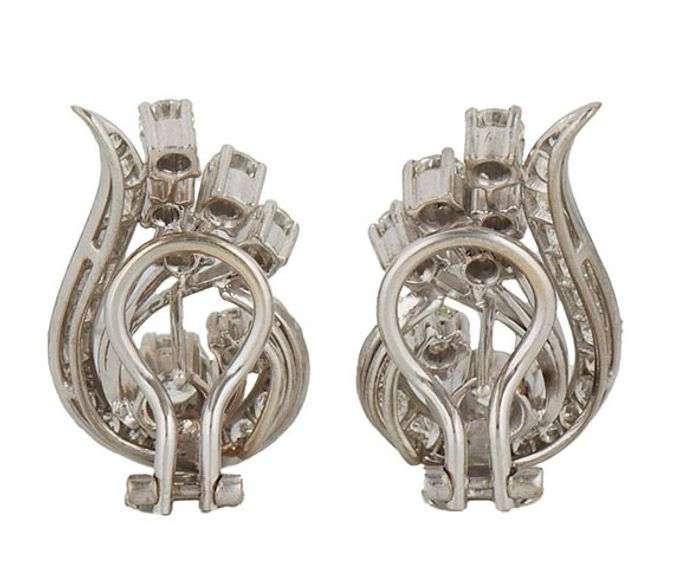 2.00ctw Round Diamond Swirl Flower Omega Back Earrings in 18K