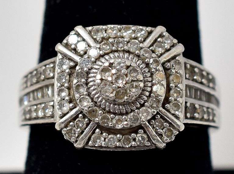 Sterling Silver Diamond Cluster Ring