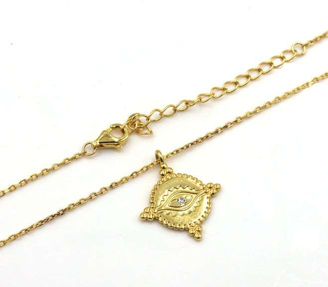 925 Sterling silver eye pendant on chain necklace