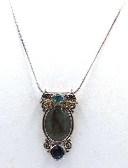 Sajen 925 Sterling Silver Labrodorite Topaz Pendant With Chain Necklace