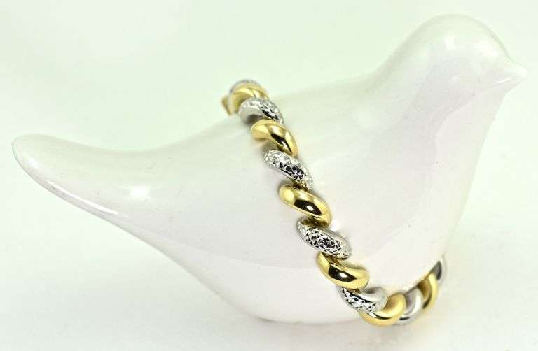 Eye-Catching 14K White & Yellow Gold San Marco Bracelet