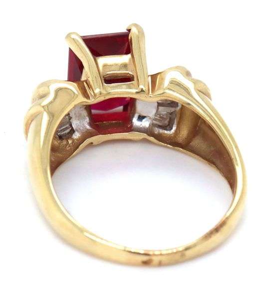 Gorgepus 14K YG Ring with Large Synthetic Ruby