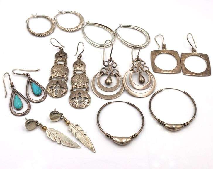 Vintage Mexican 925 Sterling Silver Earrings Lot