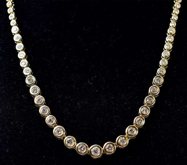 Gorgeous 14K Yellow Gold 4.00CTW Diamond  Riviera Necklace