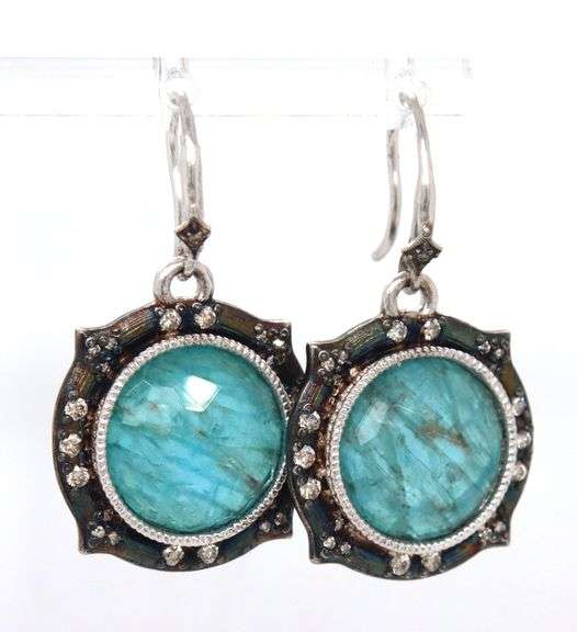 925 Sterling silver Armenta diamond and doublet drop earrings