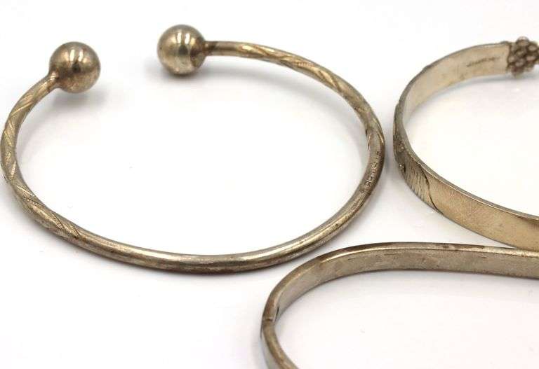 Group lot of 3 cuff bangles in 925 sterling silver