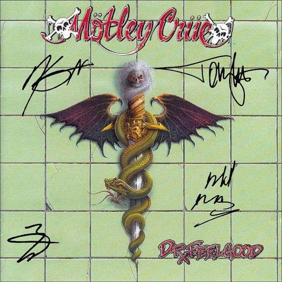 Motley Crue Autographed Facsimile Signed Record Album LP