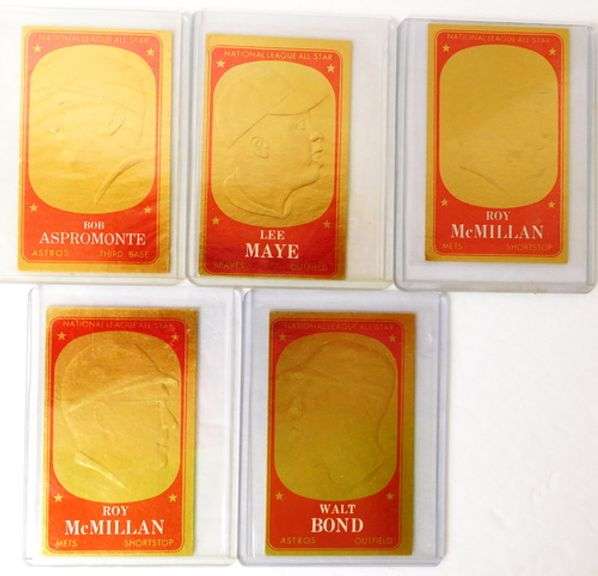 5 Topps 1965 Gold Embossed Baseball Cards