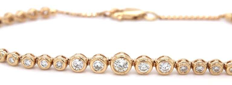 14kt Yellow gold 1.15ctw diamond bezel set bracelet