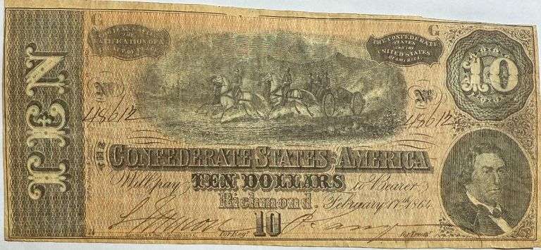 $10 CSA Note Feb 17 1864 Series.