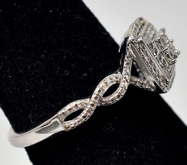 Sterling Silver Diamond Cluster Ring