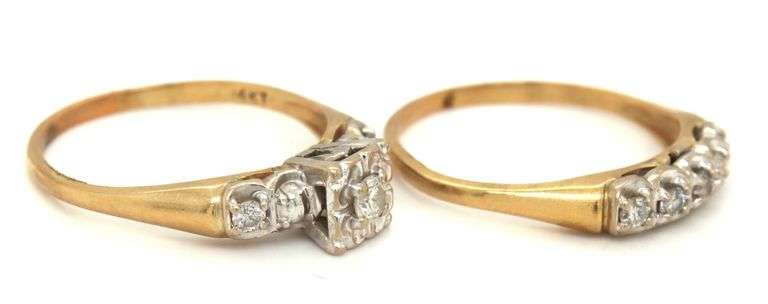 14kt Yellow gold diamond wedding set