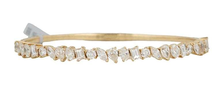 New 4.96ctw Mixed Cut Diamond Flex Bangle Bracelet in 14K