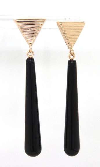 14kt Yellow gold teardrop black onyx dangle earrings