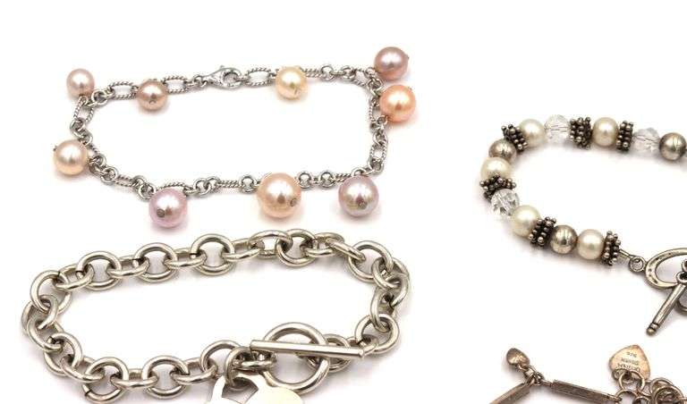 Group lot of 8 vintage 925 sterling silver bracelets