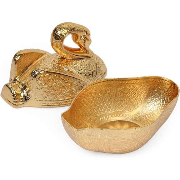 Swan Brass Sugar Bowl with Lid