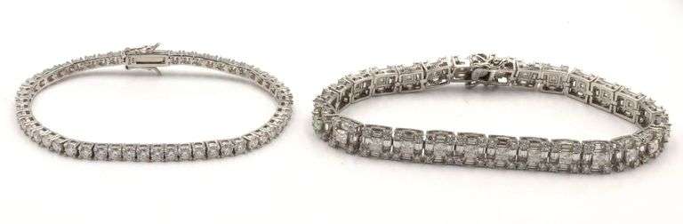 Lot of 2 925 sterling silver cubic zirconia bracelets