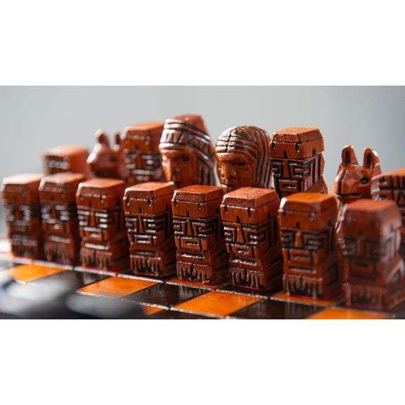 Hand-Carved Luxury Chess Set Premium Oak Wood