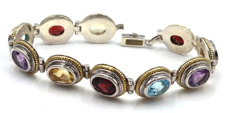 925 Vintage Sterling Silver Turquoise and multi Stone Bracelet Lot