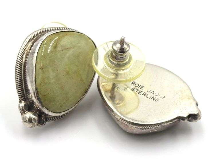 Roie Jaque 925 Sterling Silver Green Turquoise Earrings