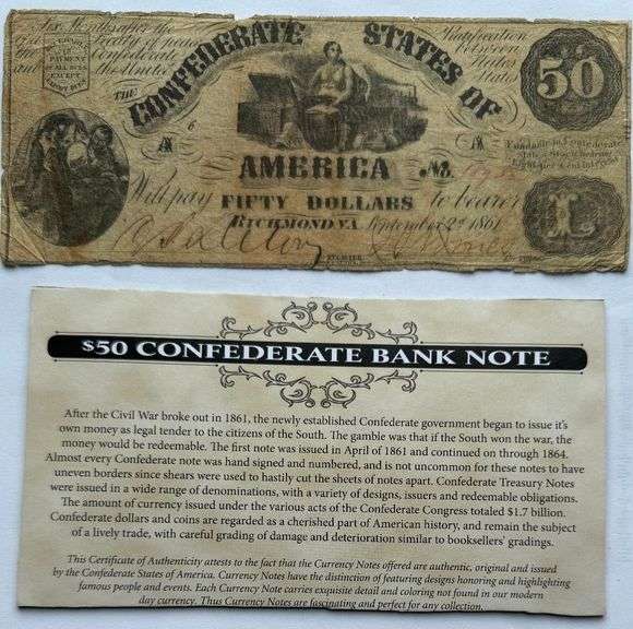 $ 50 Sept 2 1862 Series CSA Note.
