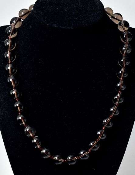 Marvelous Smokey Quartz Gemstone Necklace with a 14K Yellow Gold Clasp