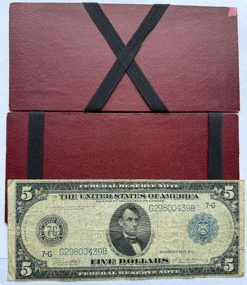 $5 Series of 1914 Note With an Interesting early wallet.