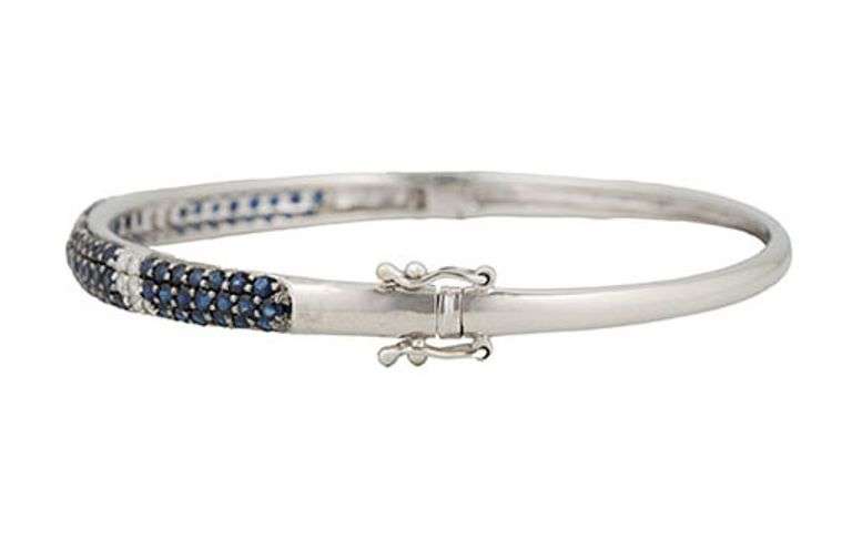 2.70ctw Pave Sapphire and 0.36ctw Diamond Bangle Bracelet in 14K