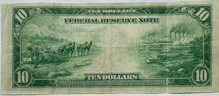 $ 10 Series of 1914  Scarcer FR911c FRN