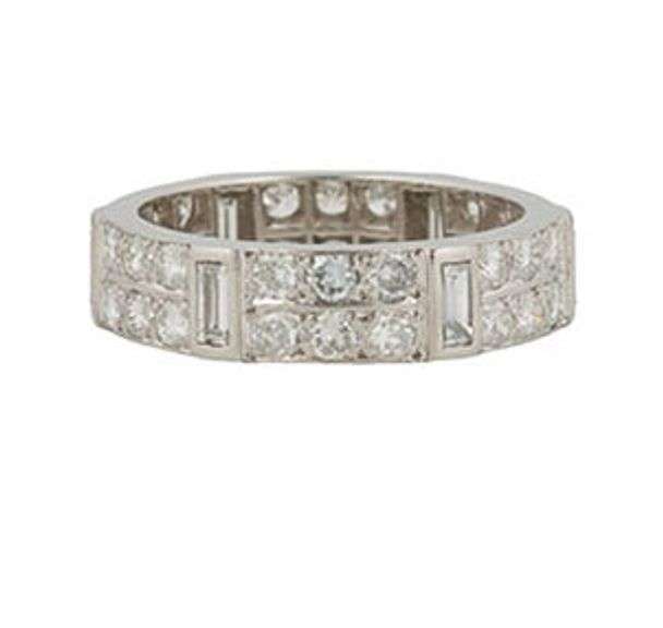 1.35ctw Round and Baguette Diamond Double Row Eternity Band Ring in Platinum