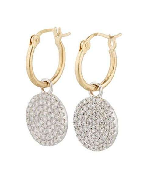 New 0.78ctw Pave Diamond Disc Drop Earrings in 14K