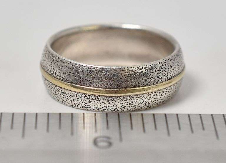 Sterling Silver Band Ring with 14K Yellow Gold Plating