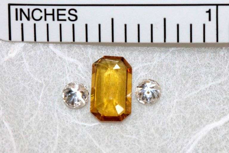 Sparkling Golden Sapphire & Natural Diamond Set of 3