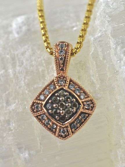 Pretty 14K Rose Gold Diamond Pendant on Necklace